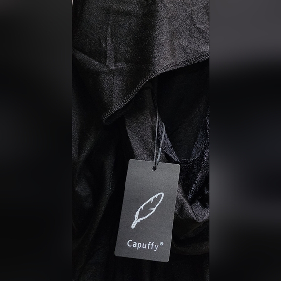 NWT 🔥Sexy🔥 Black Drape Neck Formal Maxi Dress With Back Lace Detail Size S - Picture 11 of 11